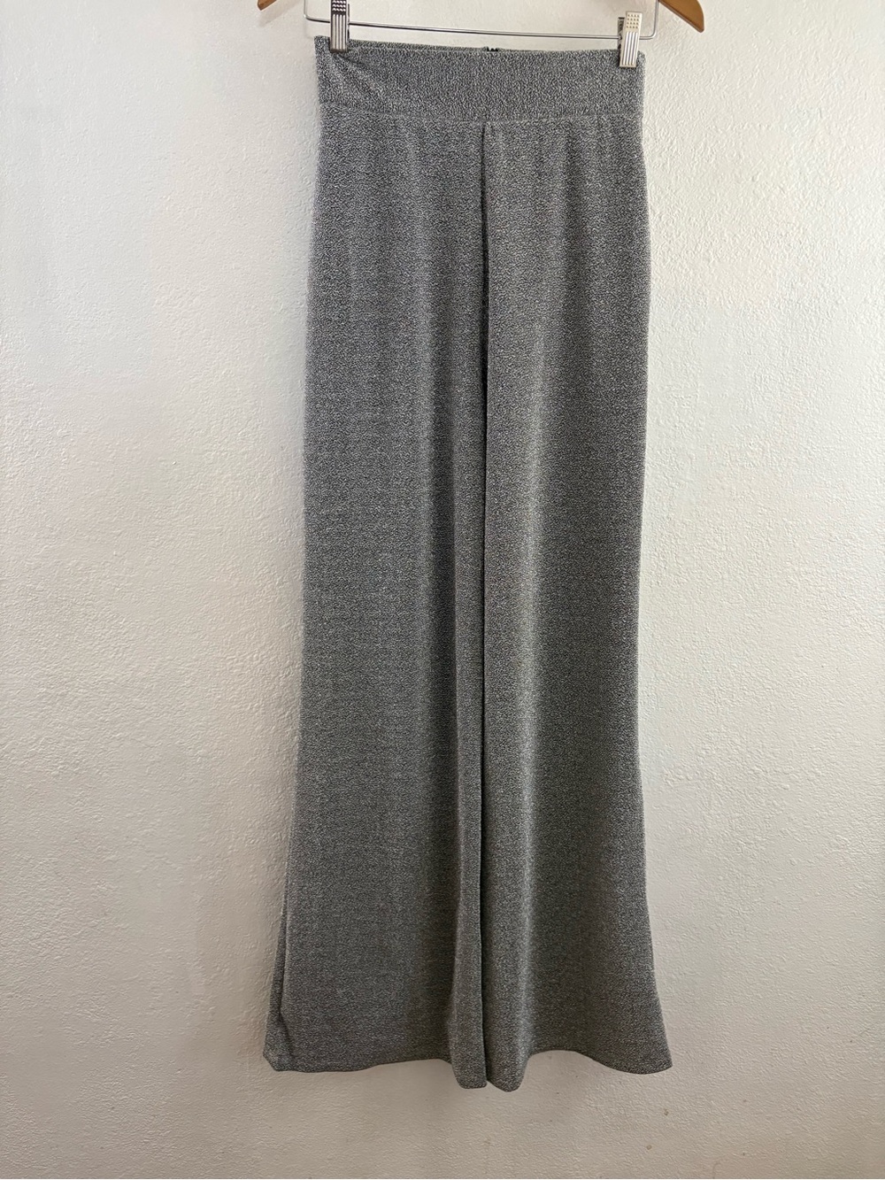 FKSP grey metallic knit wide-leg pants size XS